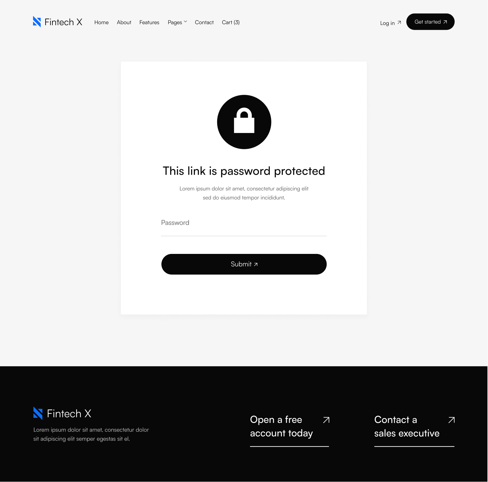 Password Protected - Fintech X Webflow Template