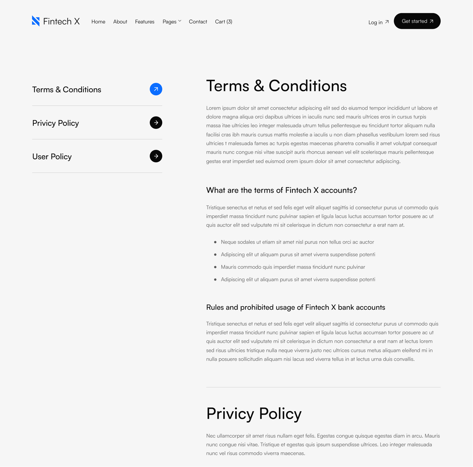 Terms And Conditions - Fintech X Webflow Template
